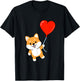 Shiba Inu With Heart Balloon Valentines Day Shiba Inu T-Shirt - T-Shirt | Black