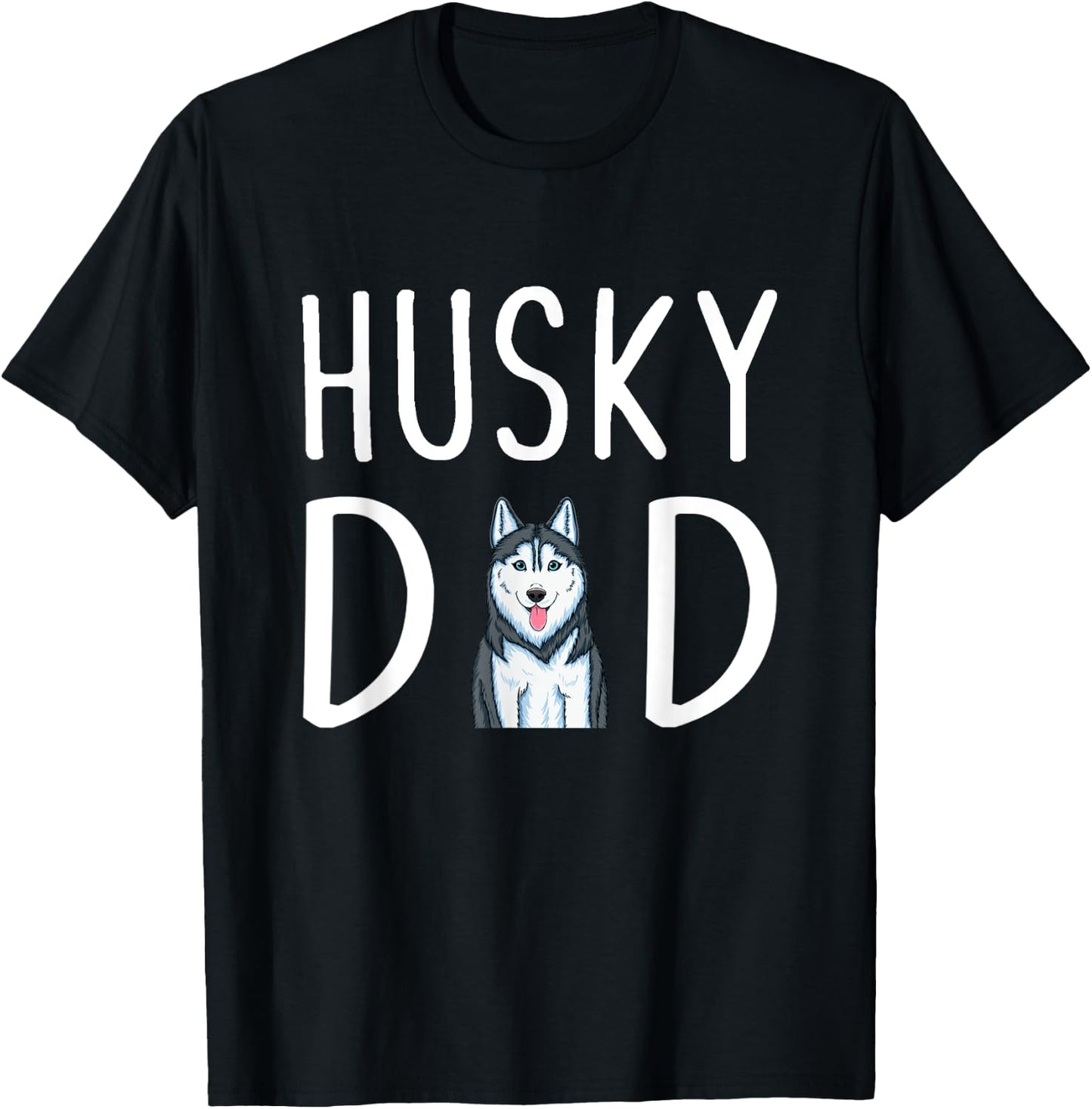 Siberian Husky Dog Papa Husky Dad T-Shirt - T-Shirt | Black