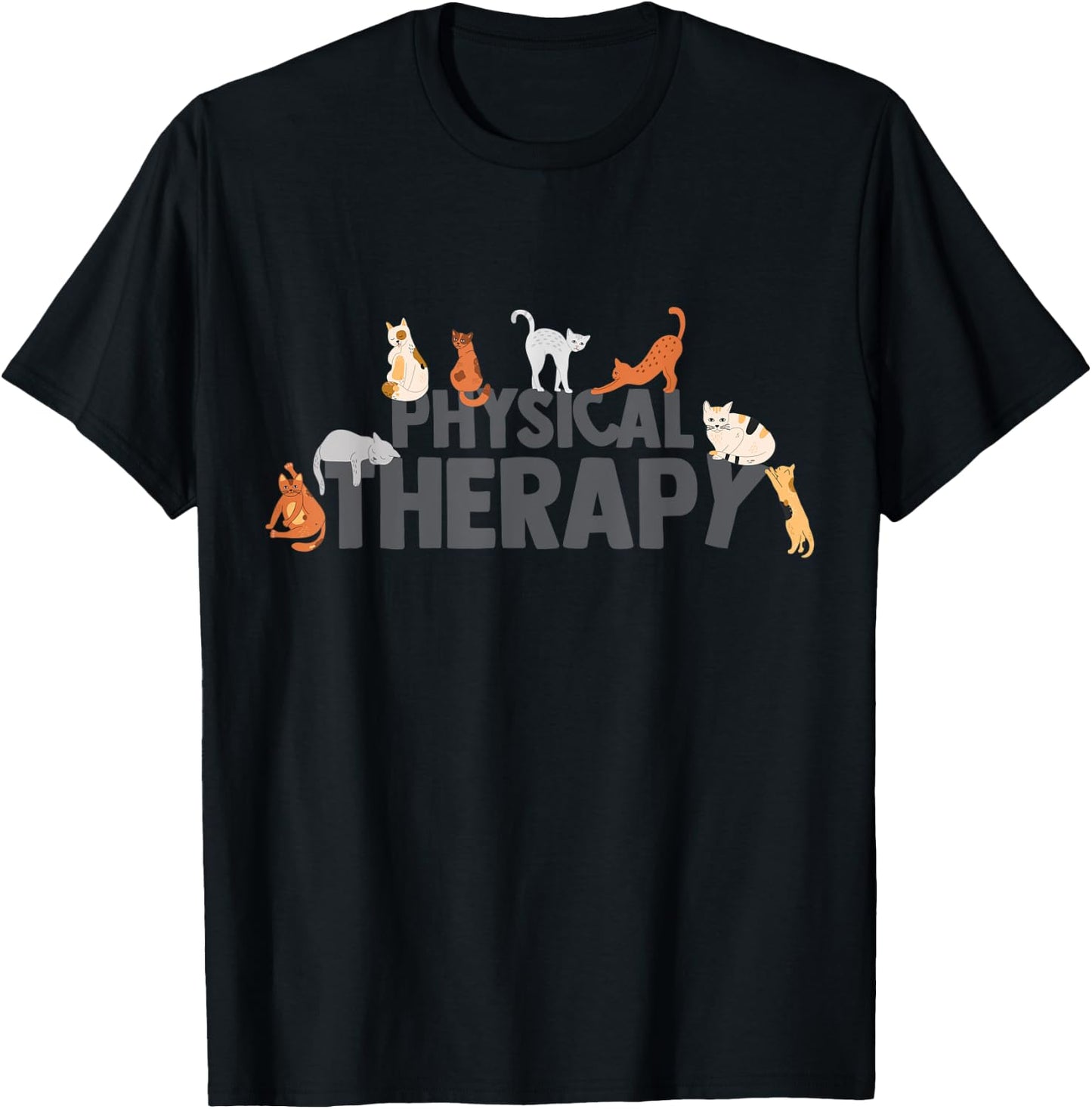 Physical Therapy Funny Cat Pose Men Women T-Shirt - T-Shirt | Black