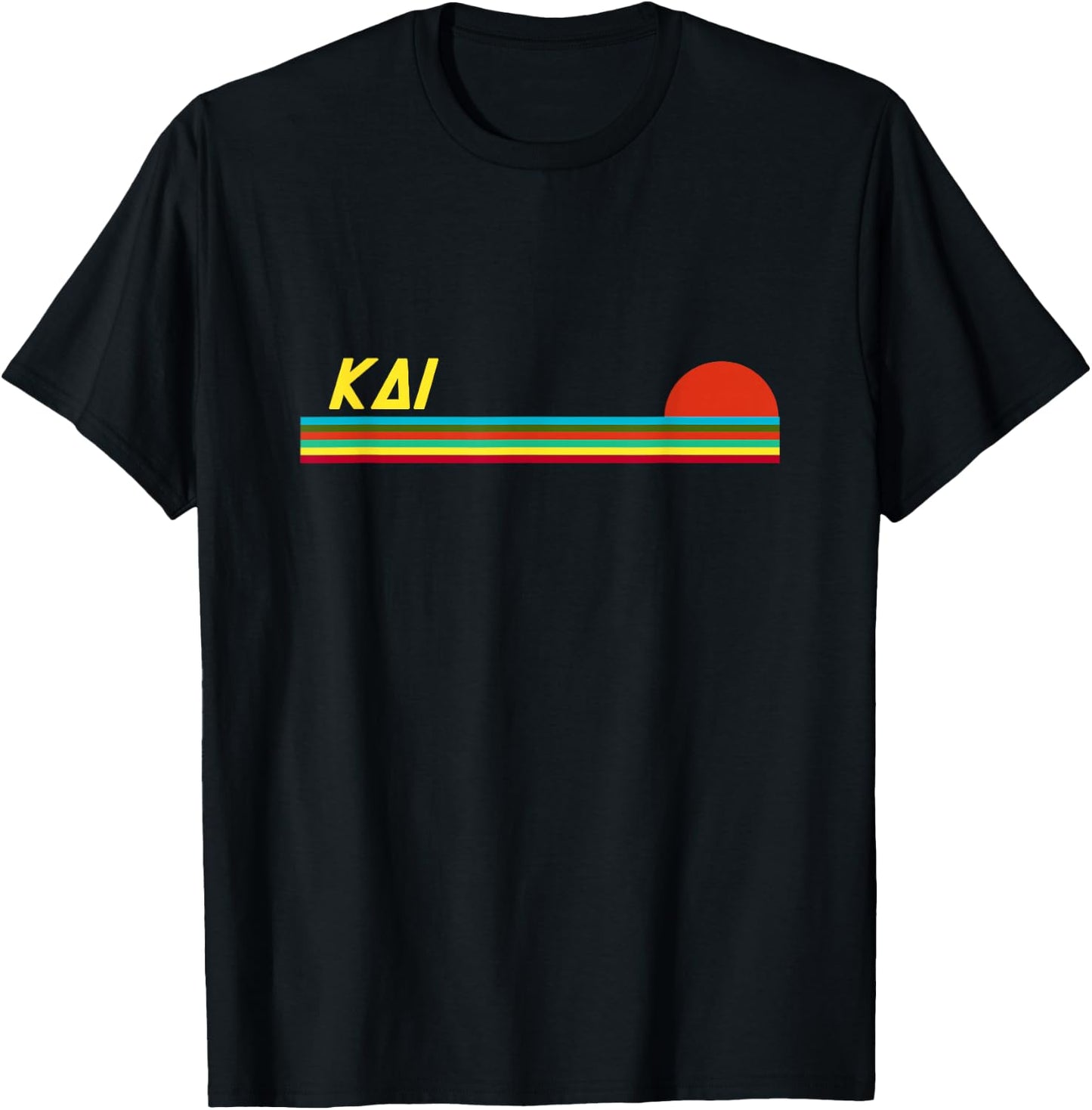 Kai First Name Logo Retro Sunset Surfer Style Kai T-Shirt - T-Shirt | Black