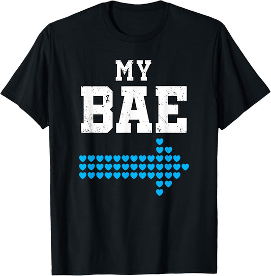 My Bae & My Boo Valentine Shirt Funny Matching Couple T-Shirt - T-Shirt | Black