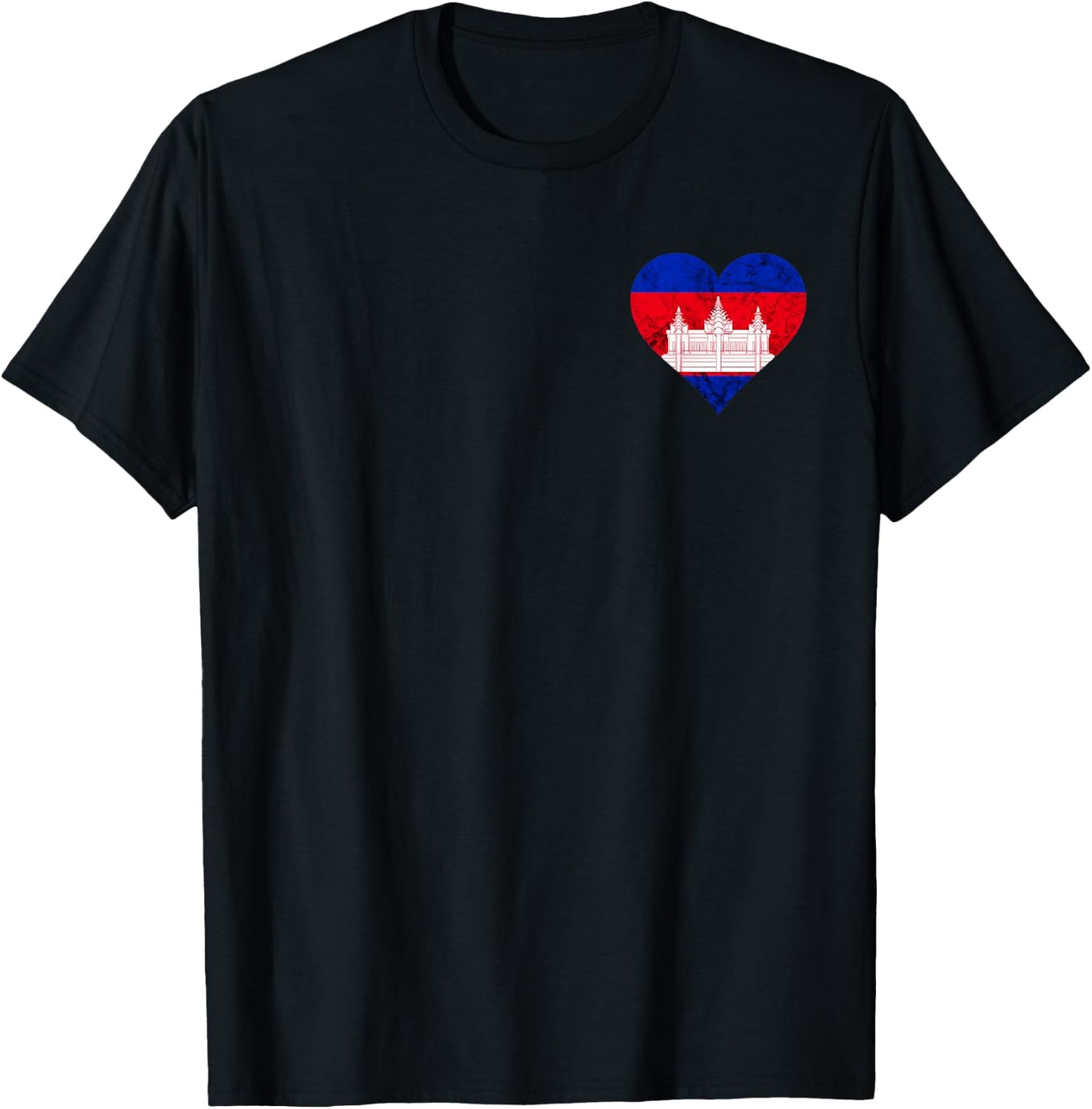 Cambodia Royal Heart Cambodian Flag Kampuchean Roots T-Shirt - T-Shirt | Black