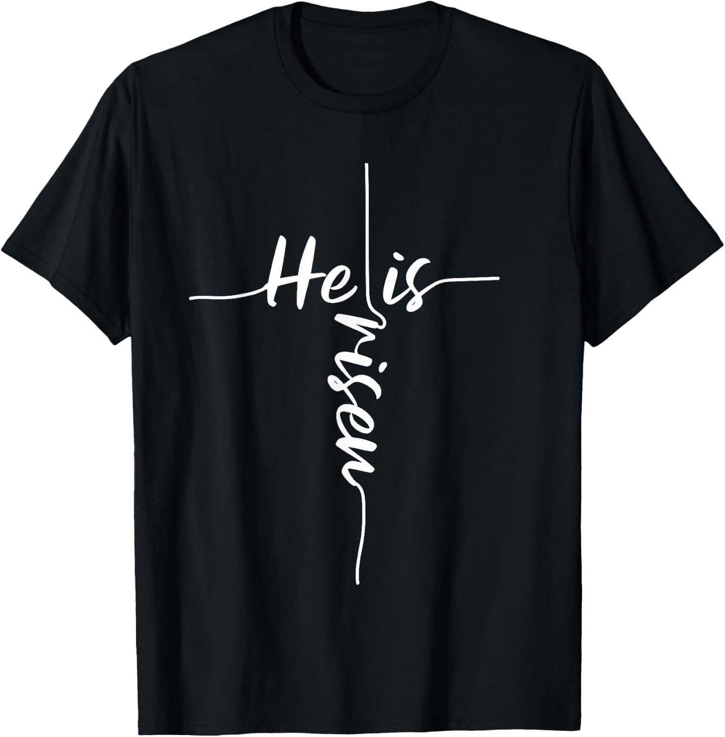 He is Risen Easter Day Jesus Cross Religious Christian Bible Small T-Shirt - T-Shirt | Black