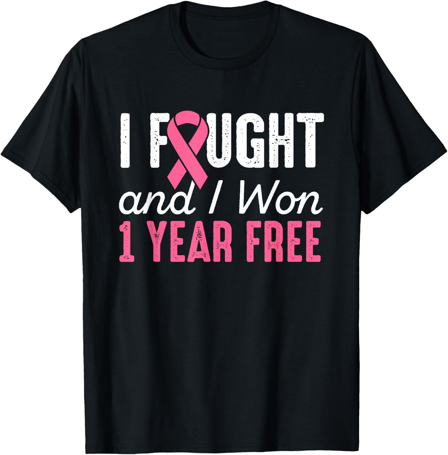 Breast Cancerversary 1 Year Breast Cancer Free Shirt Gift T-Shirt - T-Shirt | Black