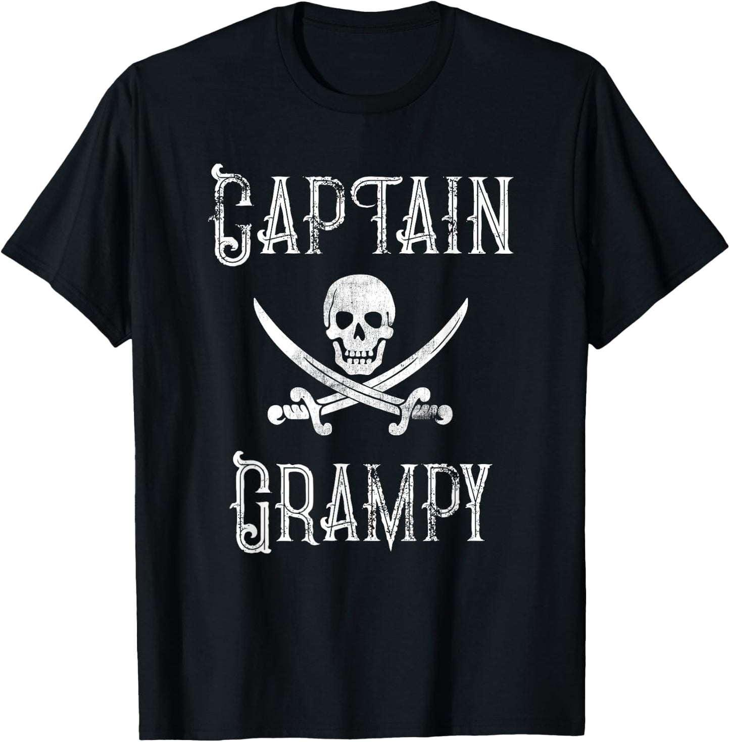 Captain Grampy Vintage Personalized Pirate Boating Grandpa T-Shirt - T-Shirt | Black