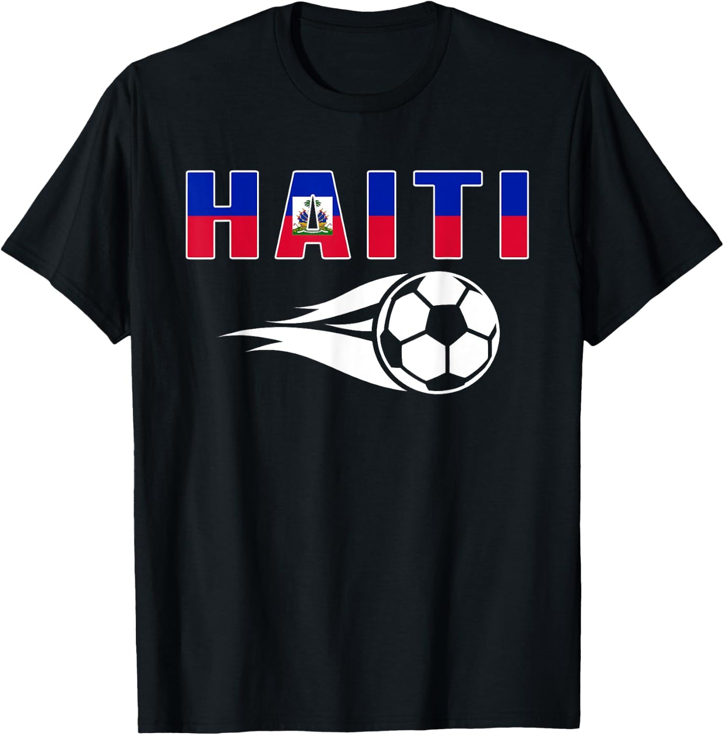 Proud Haiti Soccer Fans Jersey Haitian Flag Football Lovers T-Shirt - T-Shirt | Black
