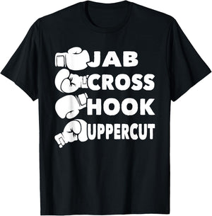 Jab Cross Hook Uppercut - Boxing Lover Gym Boxer Kickboxing T-Shirt - T-Shirt | Black