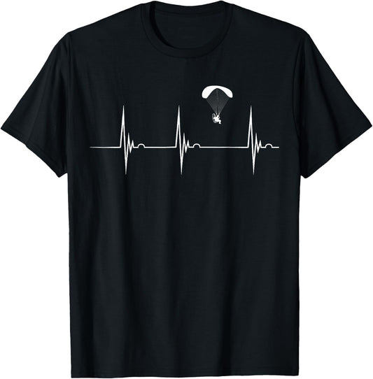 Paramotoring Heartbeat Paraglider Paramotor Paramotoring T-Shirt - T-Shirt | Black