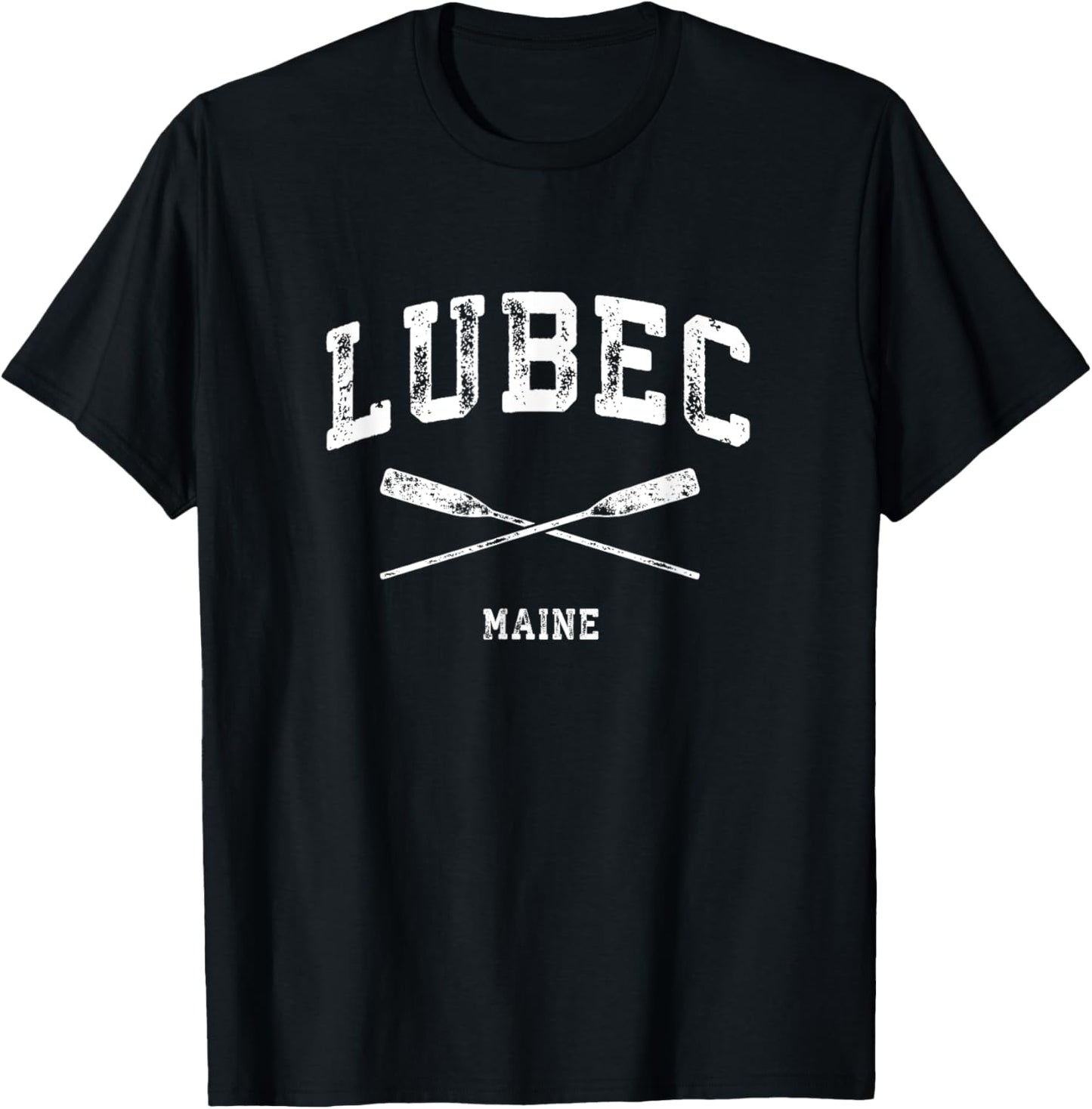 Lubec Maine Vintage Nautical Crossed Oars T-Shirt - T-Shirt | Black
