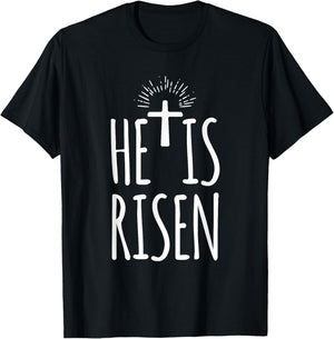 He Is Risen Shirt Women Christian Happy Easter T-Shirt - T-Shirt | Black