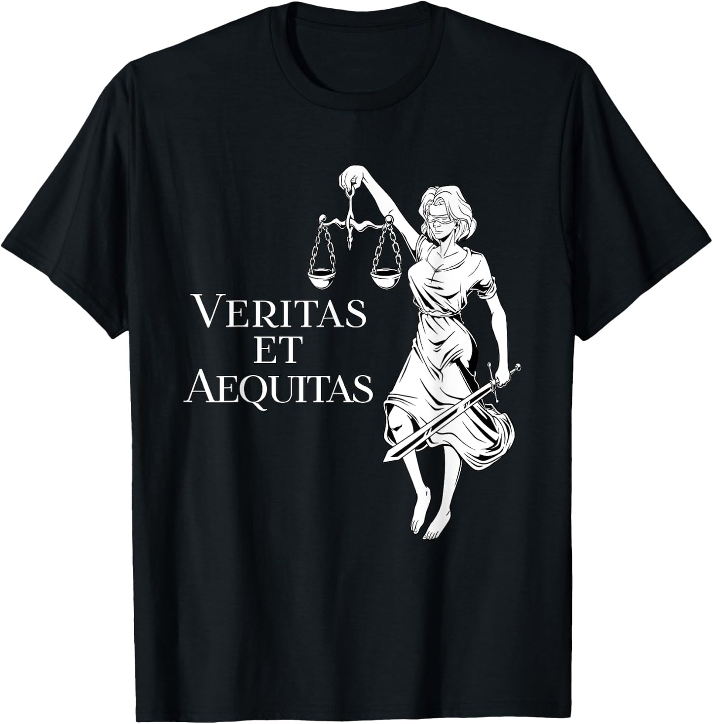 Veritas et Aequitas - Goddess Lady Justice T-Shirt - T-Shirt | Black