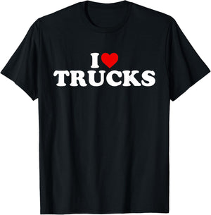 I Love Trucks - Heart T-Shirt - T-Shirt | Black