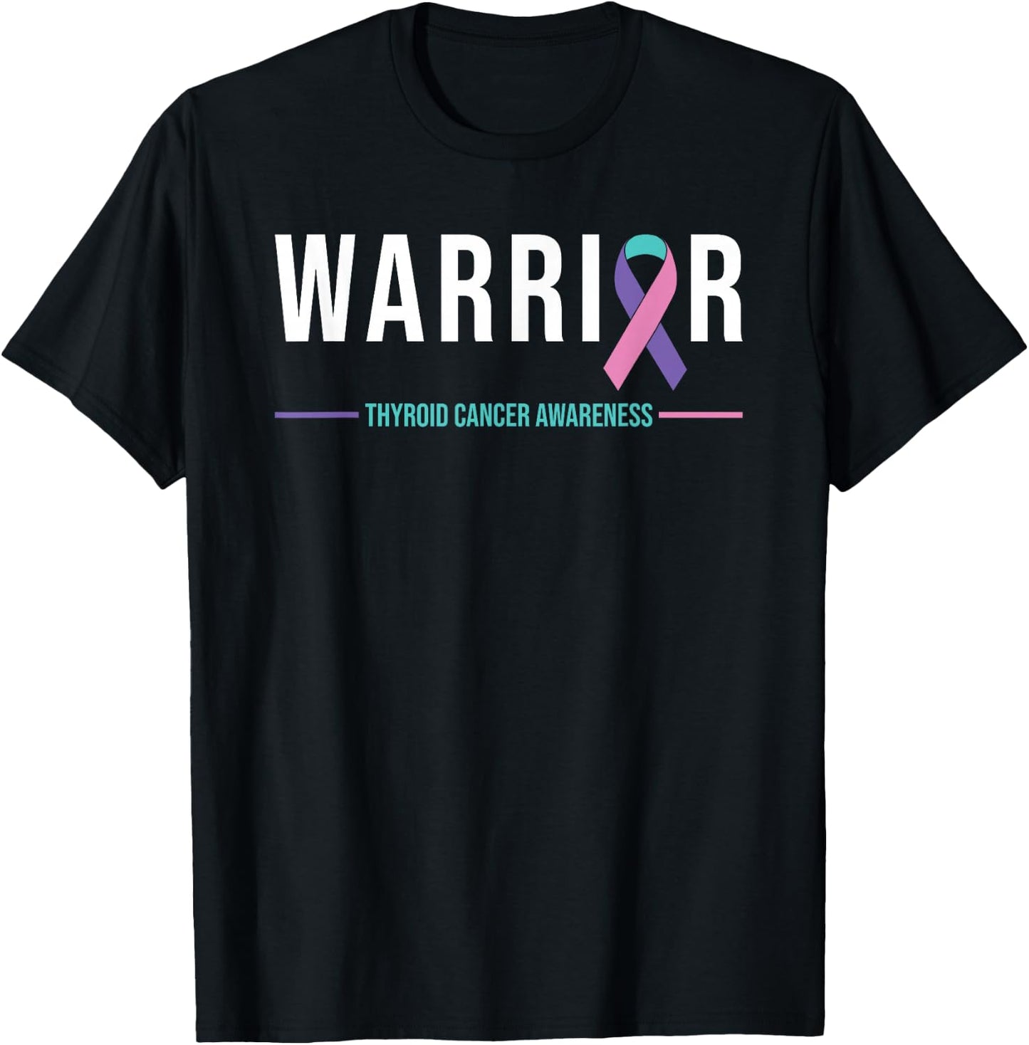 Thyroid Cancer Awareness Warrior Ribbon Recovery T-Shirt - T-Shirt | Black