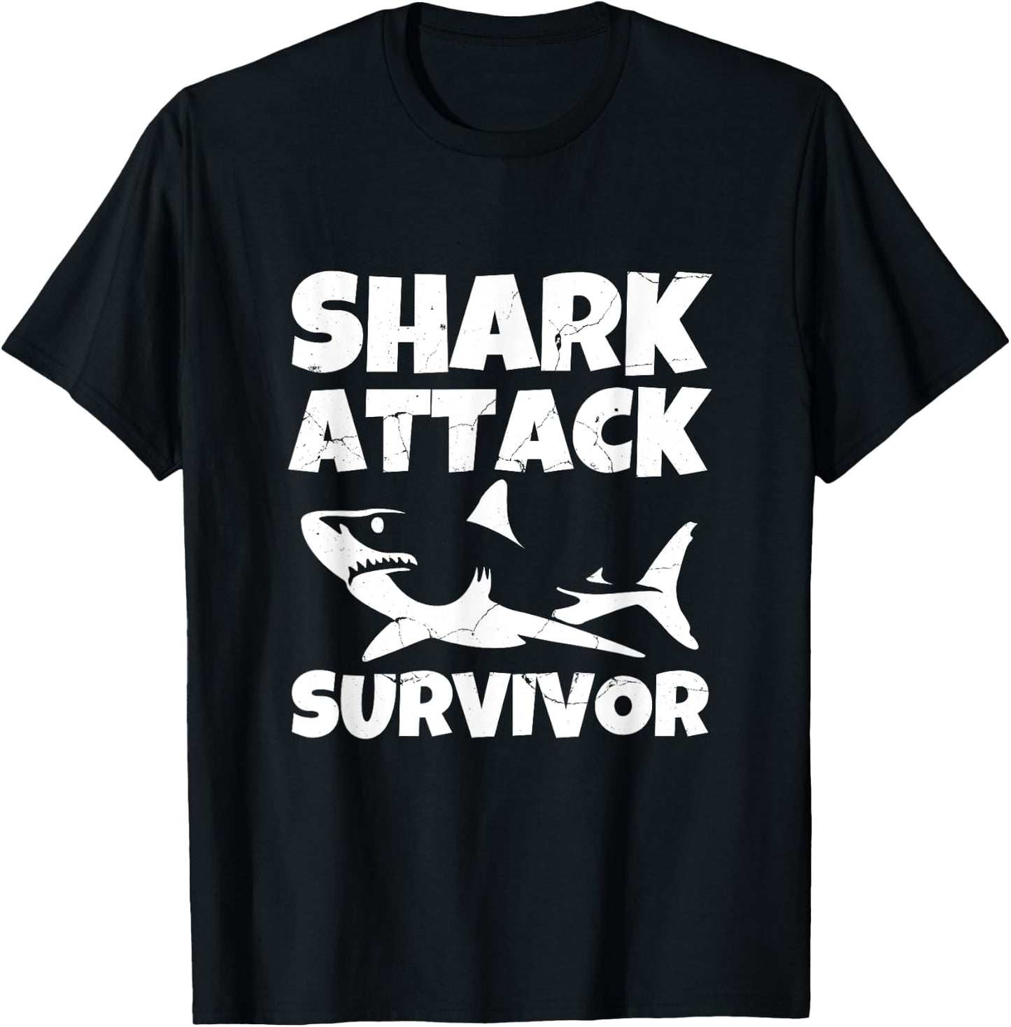 Shark Attack Survivor Grunge T-Shirt - T-Shirt | Black