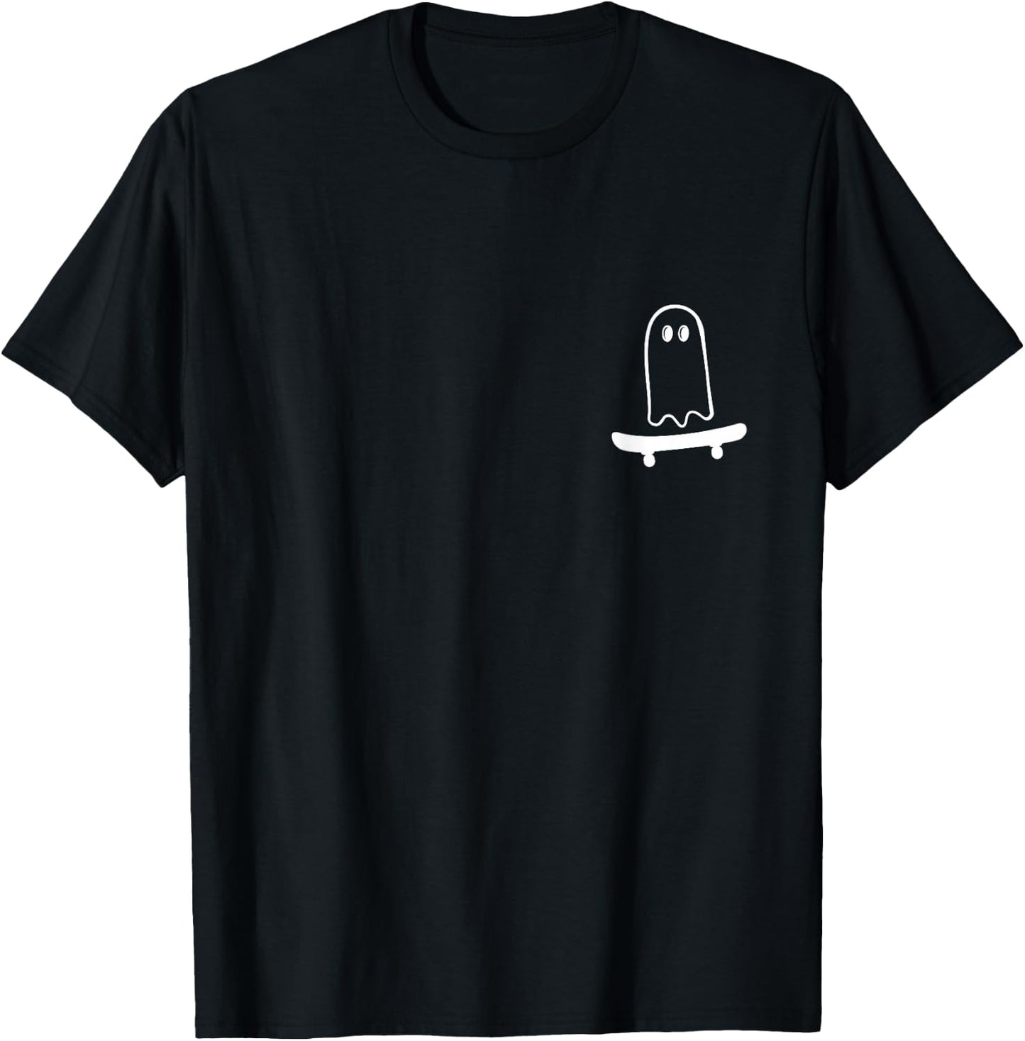 Cute Ghost Skateboard Pocket to funny Skateboarder halloween T-Shirt - T-Shirt | Black