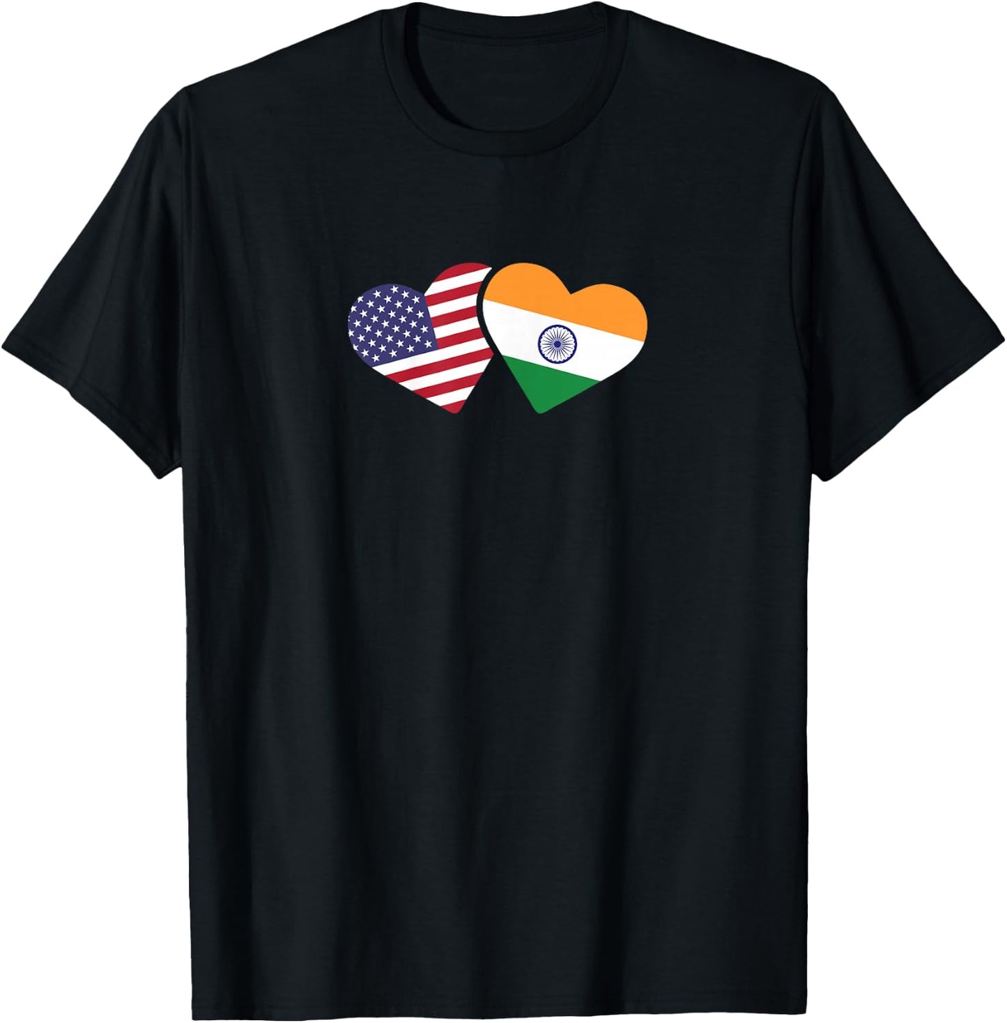 India USA Flag T Shirt Heart Indian American Love T-Shirt - T-Shirt | Black