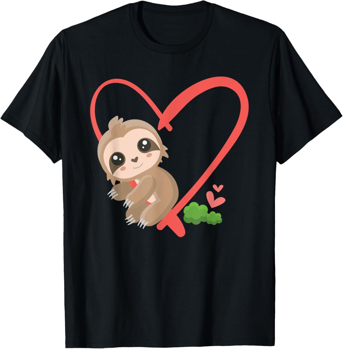 Cute Baby Sloth Valentines Day Gift Sloth T-Shirt - T-Shirt | Black