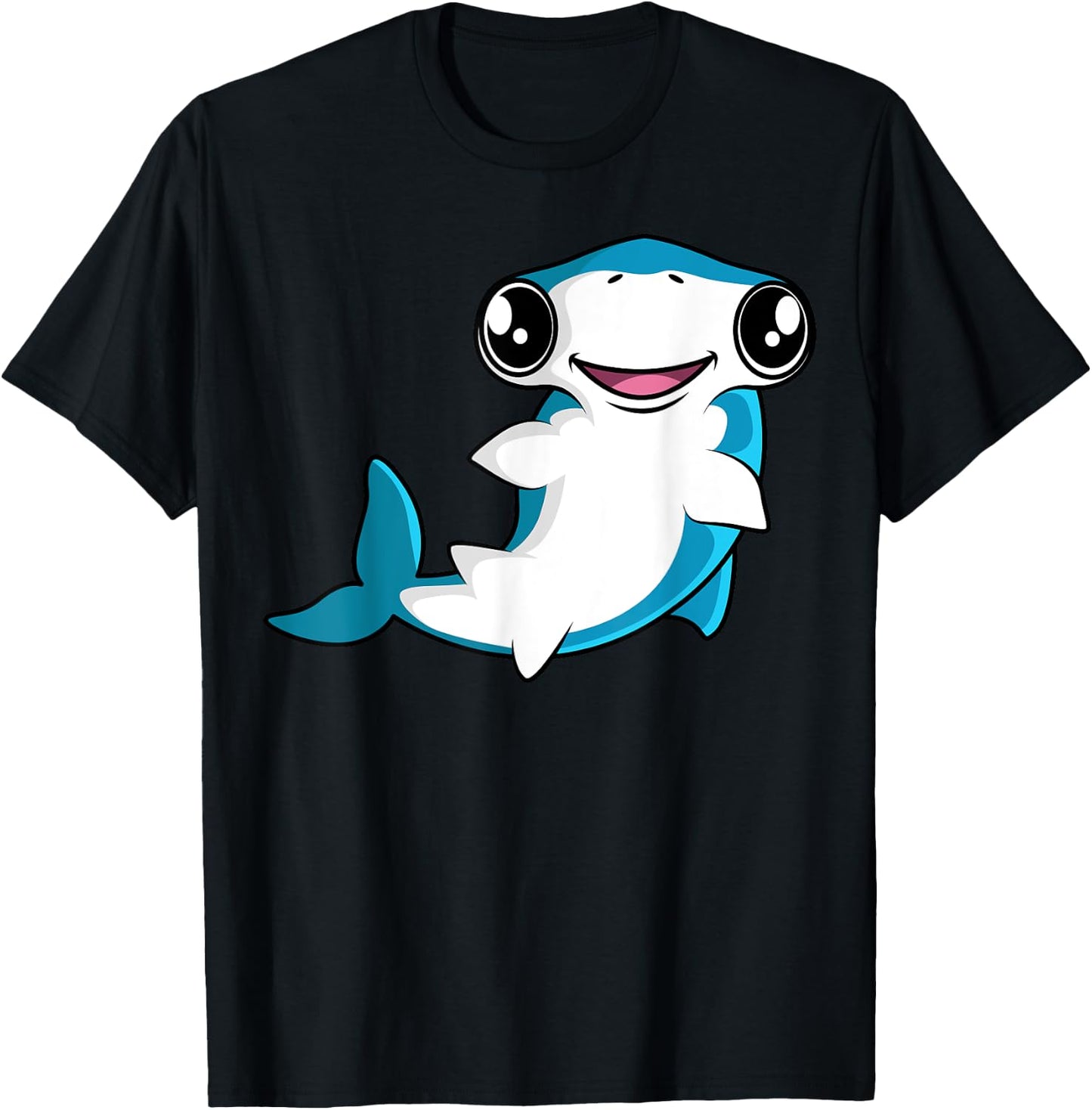 Kawaii Hammerhead Shark T-Shirt - T-Shirt | Black