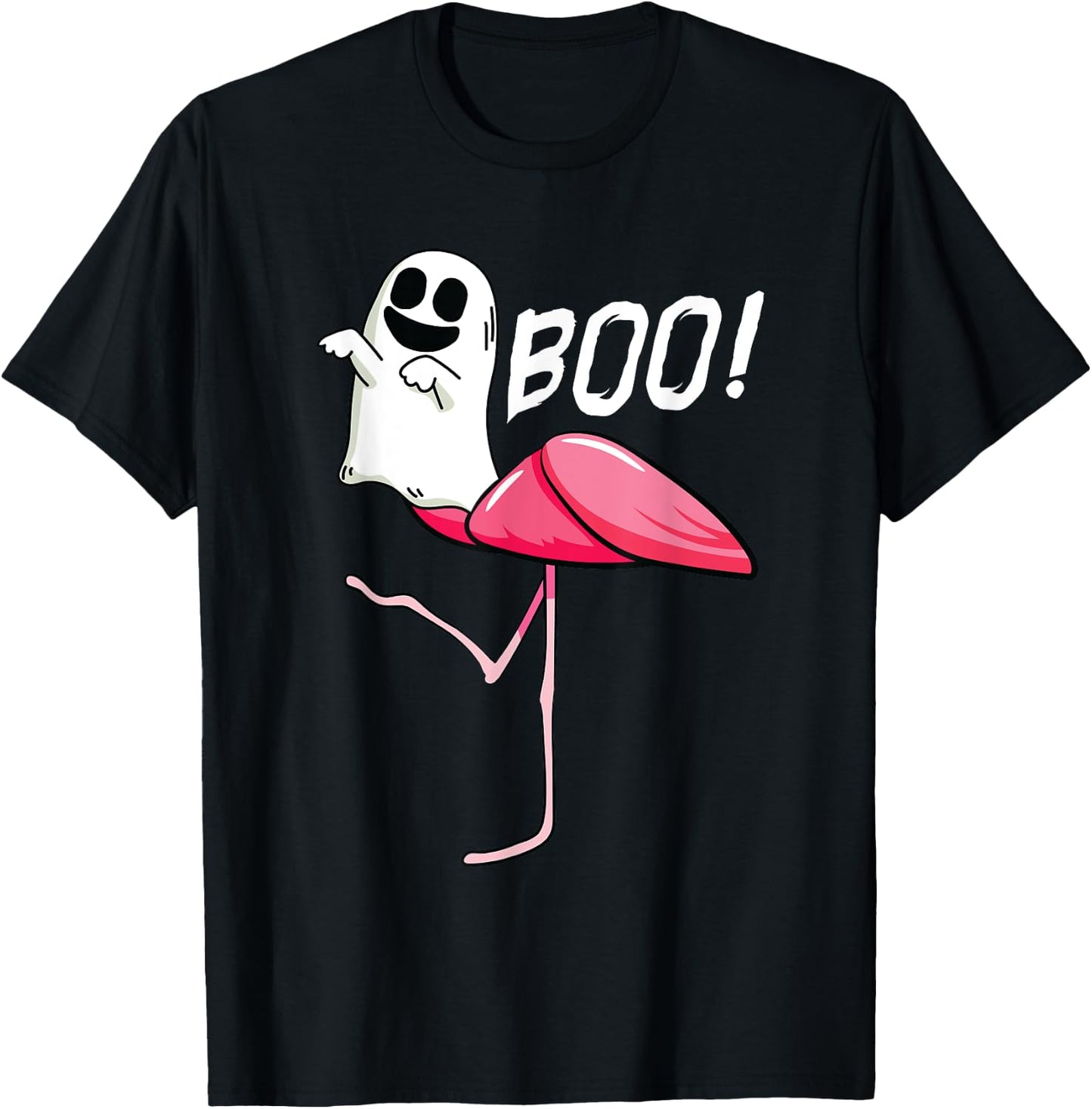 Boo Ghost Flamingo Lazy DIY Halloween Costume Funny Animal T-Shirt - T-Shirt | Black