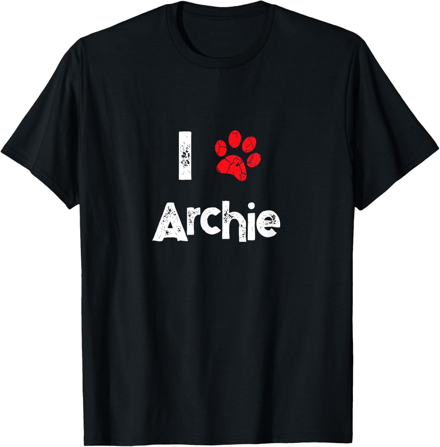 Cute Dog Name Archie Pet Puppy Dog Paw Lover Quote T-Shirt - T-Shirt | Black
