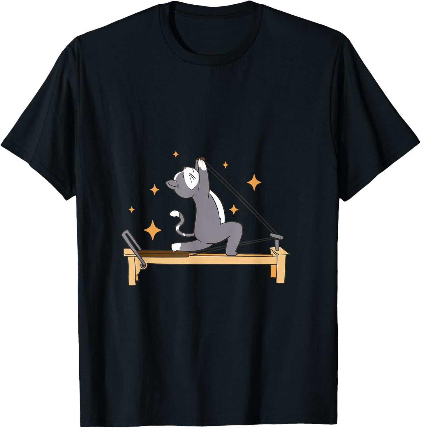 Cat Doing Pilates Workout Routine Men Women Kids T-Shirt - T-Shirt | Black