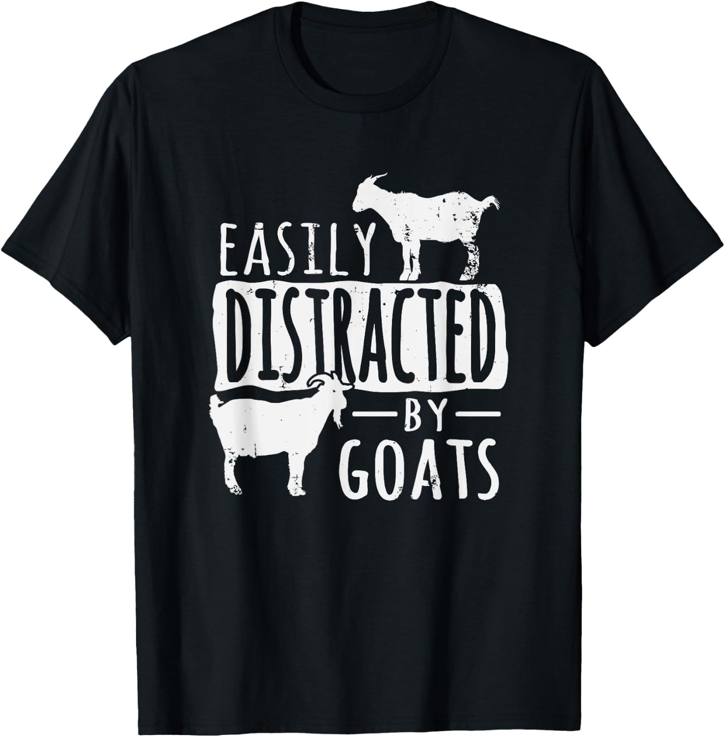 Funny Easily Distracted By Goats Country T-Shirt - T-Shirt | Black