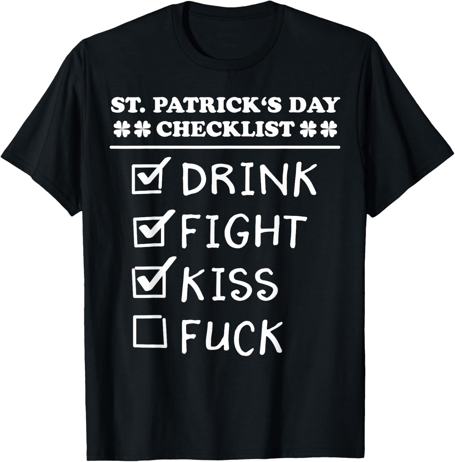 St Patricks Day 2020 Checklist Funny St Patricks Day 2020 T-Shirt - T-Shirt | Black
