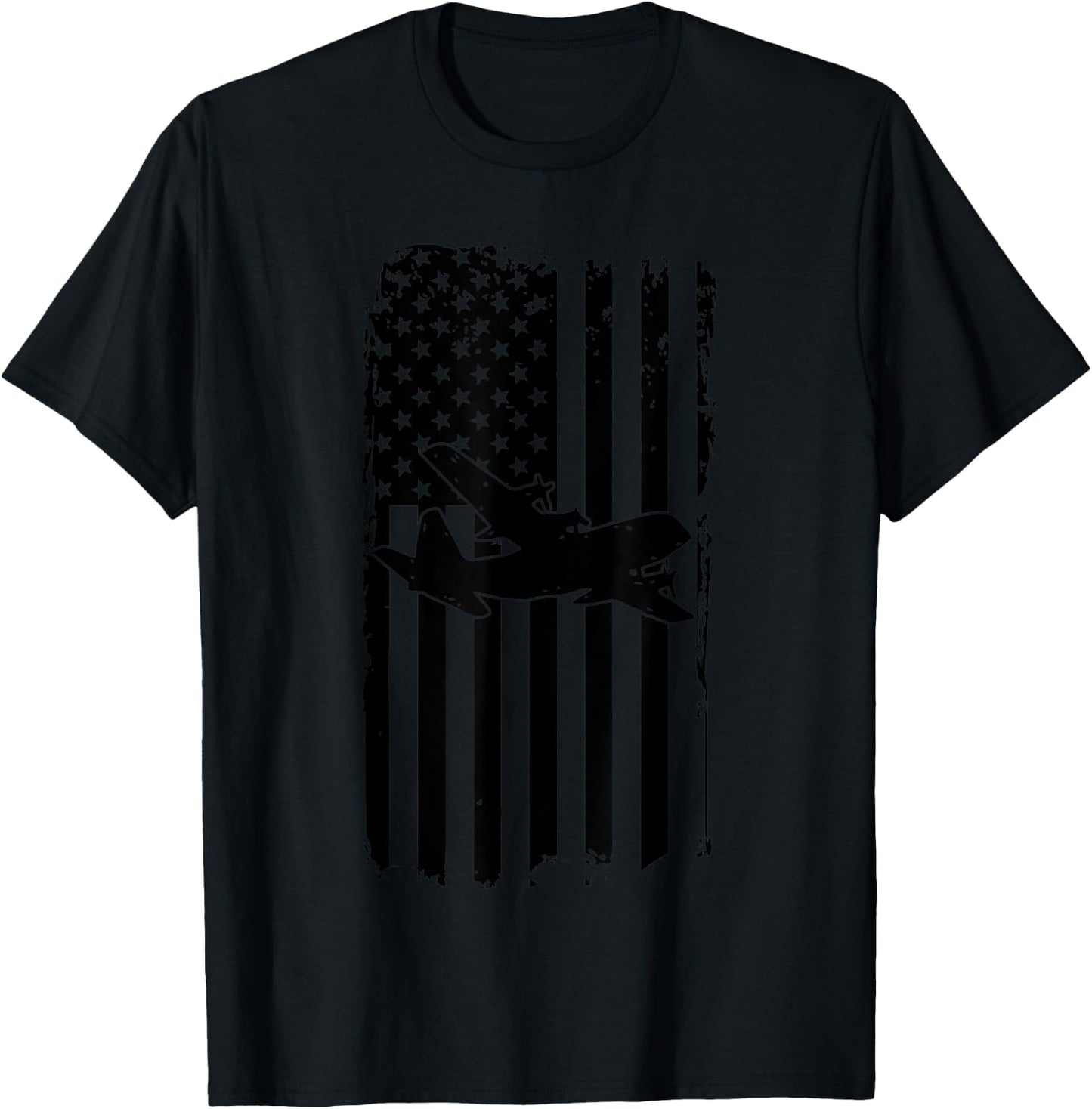 C-130 Airplane Retro Distressed Aircraft Pilot Gift T-Shirt - T-Shirt | Black