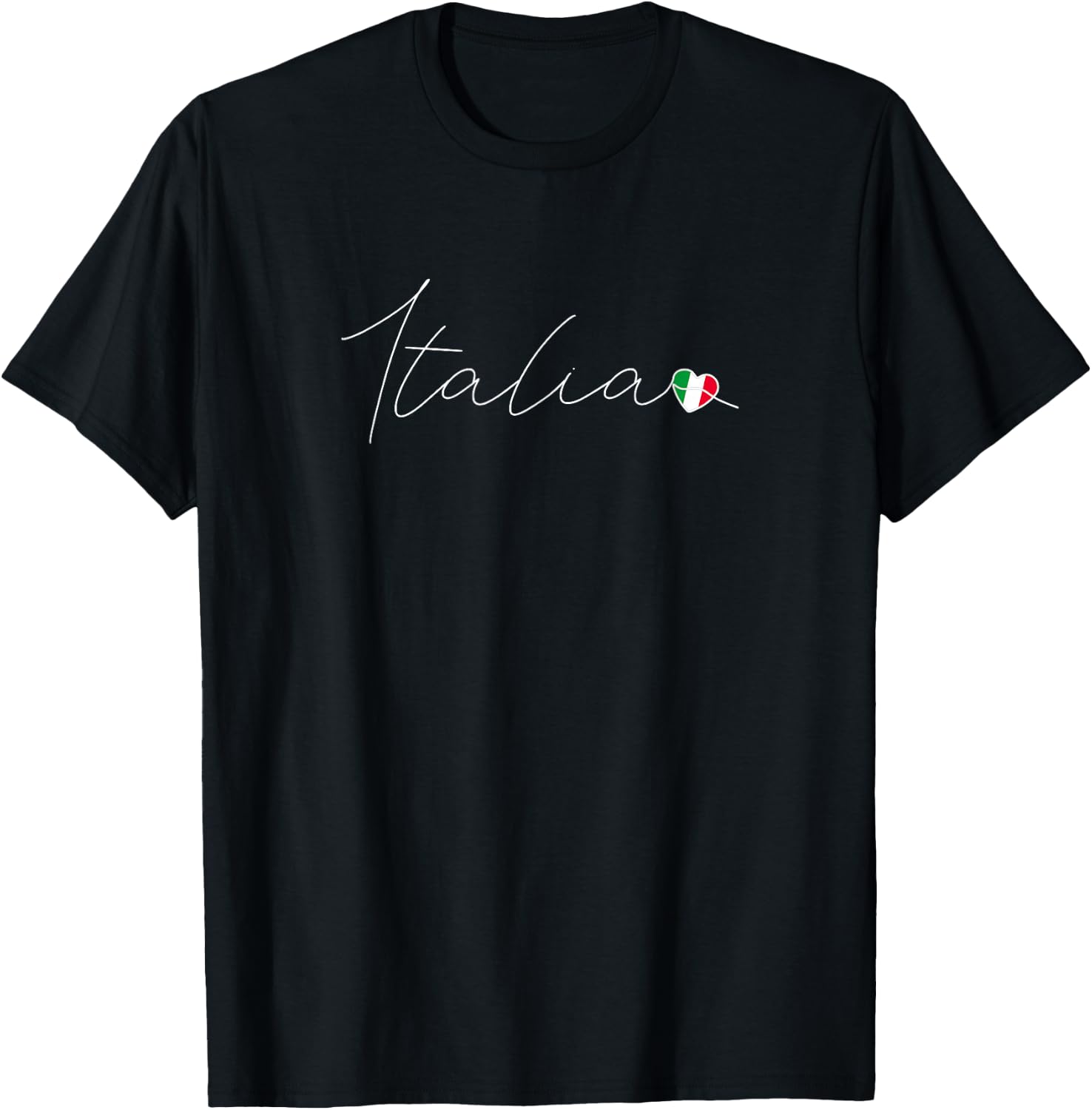 Italia Simple Love Italian Flag Heart on Italy T-Shirt - T-Shirt | Black