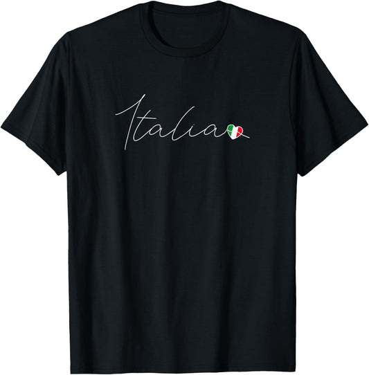 Italia Simple Love Italian Flag Heart on Italy T-Shirt - T-Shirt | Black