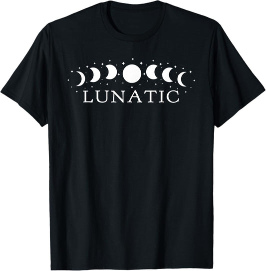 Moon Phases Lunar Lunatic Funny Joke Phase of Moon Lover T-Shirt - T-Shirt | Black