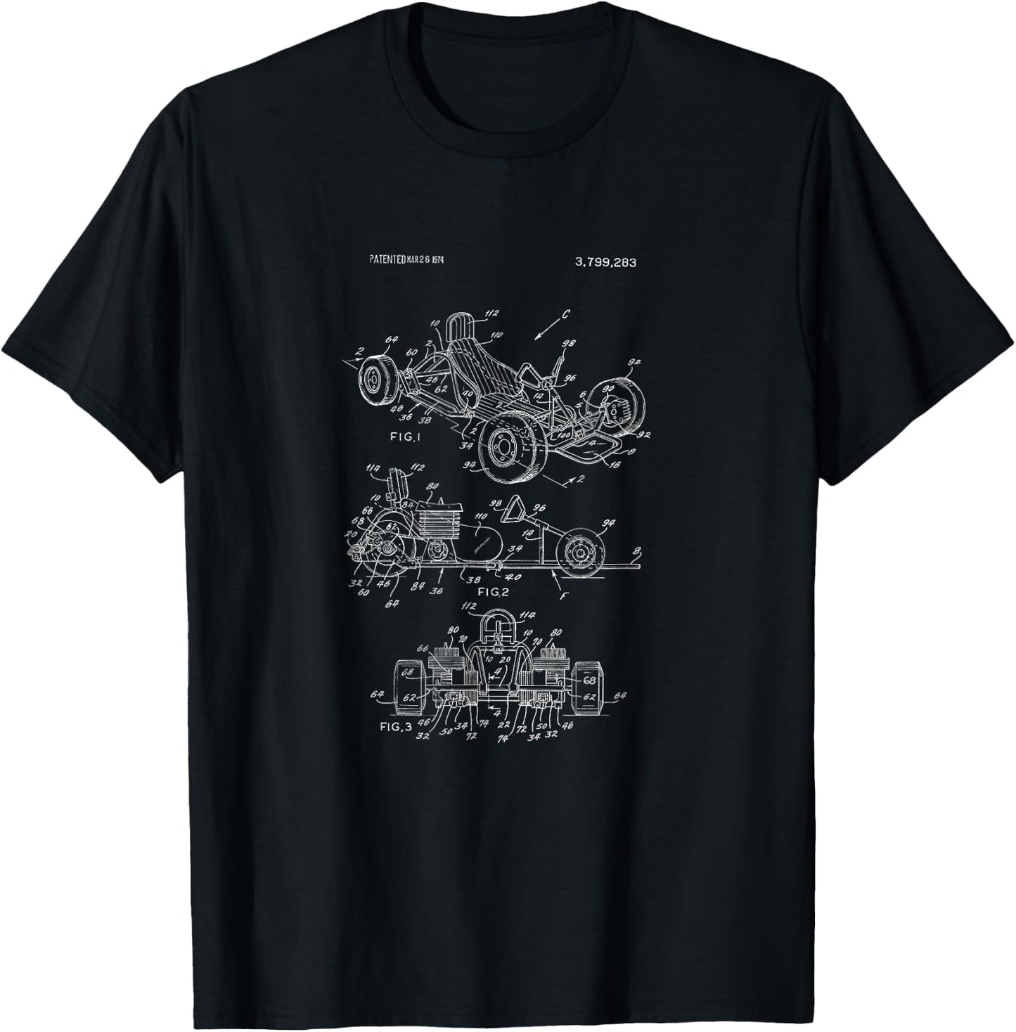 Vintage Karting T Shirt Retro Patent Go Kart Racing Pilots T-Shirt - T-Shirt | Black