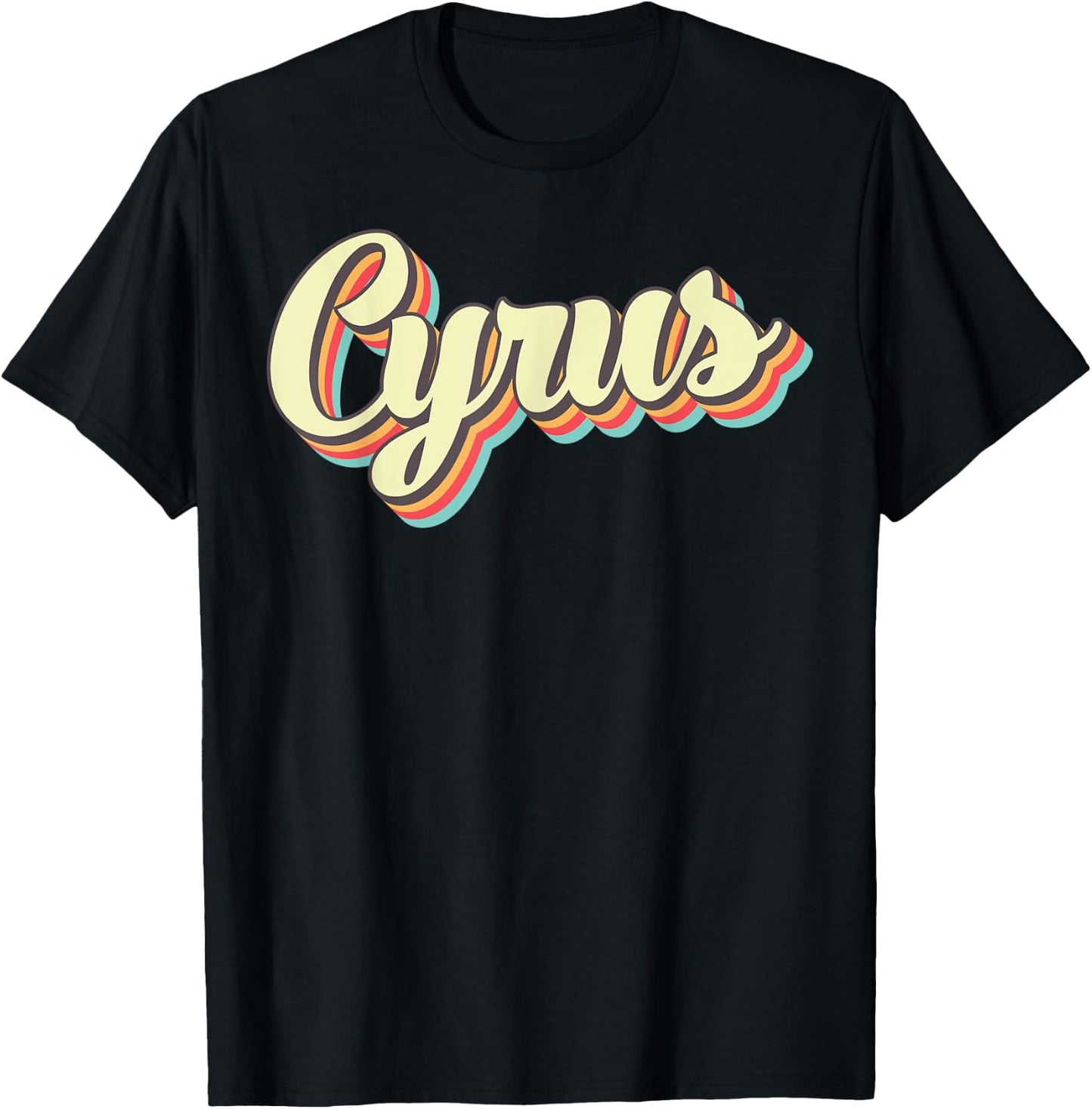 Cyrus Retro Art Baseball Font Vintage T-Shirt - T-Shirt | Black
