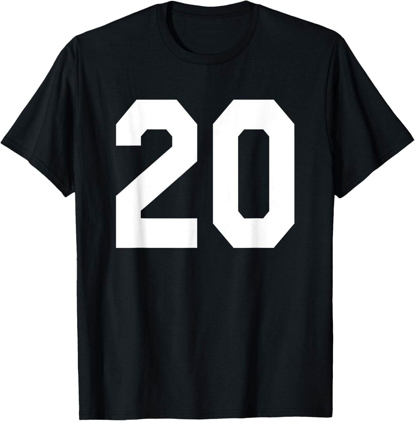 Number 20 Sports Jersey Front and Back Team Player T-Shirt - T-Shirt | Black