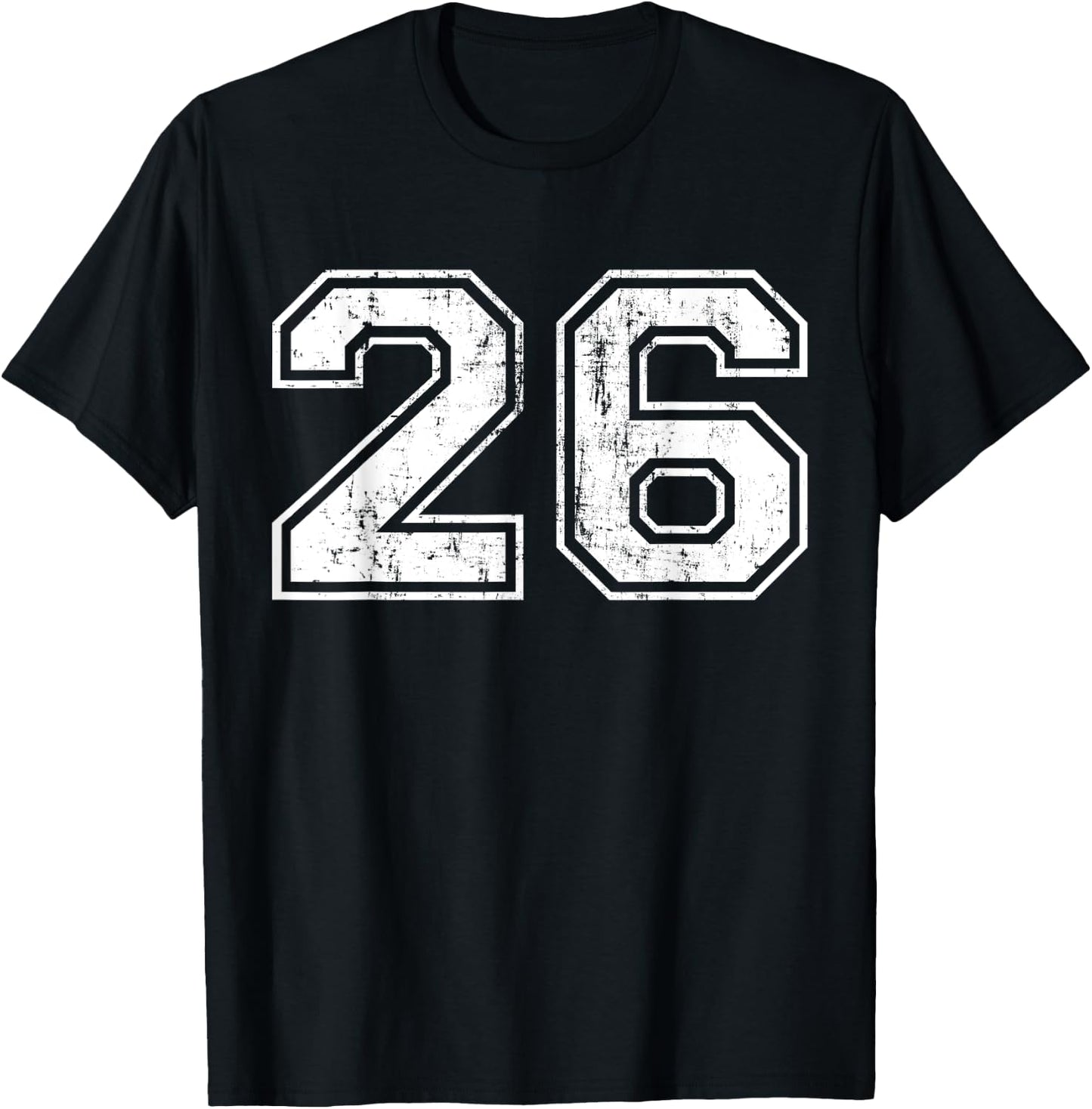 Number 26 Distressed Vintage Twenty Six Sports Team Practice T-Shirt - T-Shirt | Black