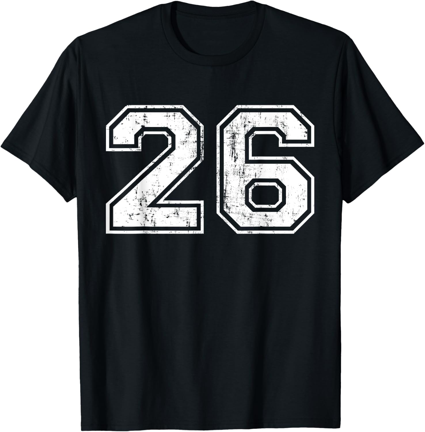 Number 26 Distressed Vintage Twenty Six Sports Team Practice T-Shirt - T-Shirt | Black
