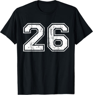 Number 26 Distressed Vintage Twenty Six Sports Team Practice T-Shirt - T-Shirt | Black