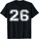Number 26 Distressed Vintage Twenty Six Sports Team Practice T-Shirt - T-Shirt | Black