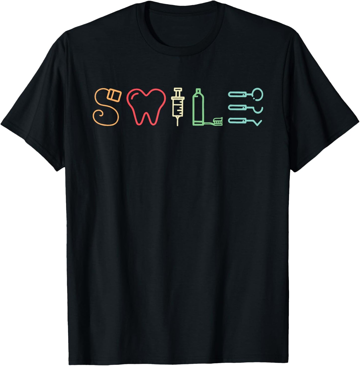Dentist Smile Teeth Dental Hygienist Funny Dentist Vintage T-Shirt - T-Shirt | Black