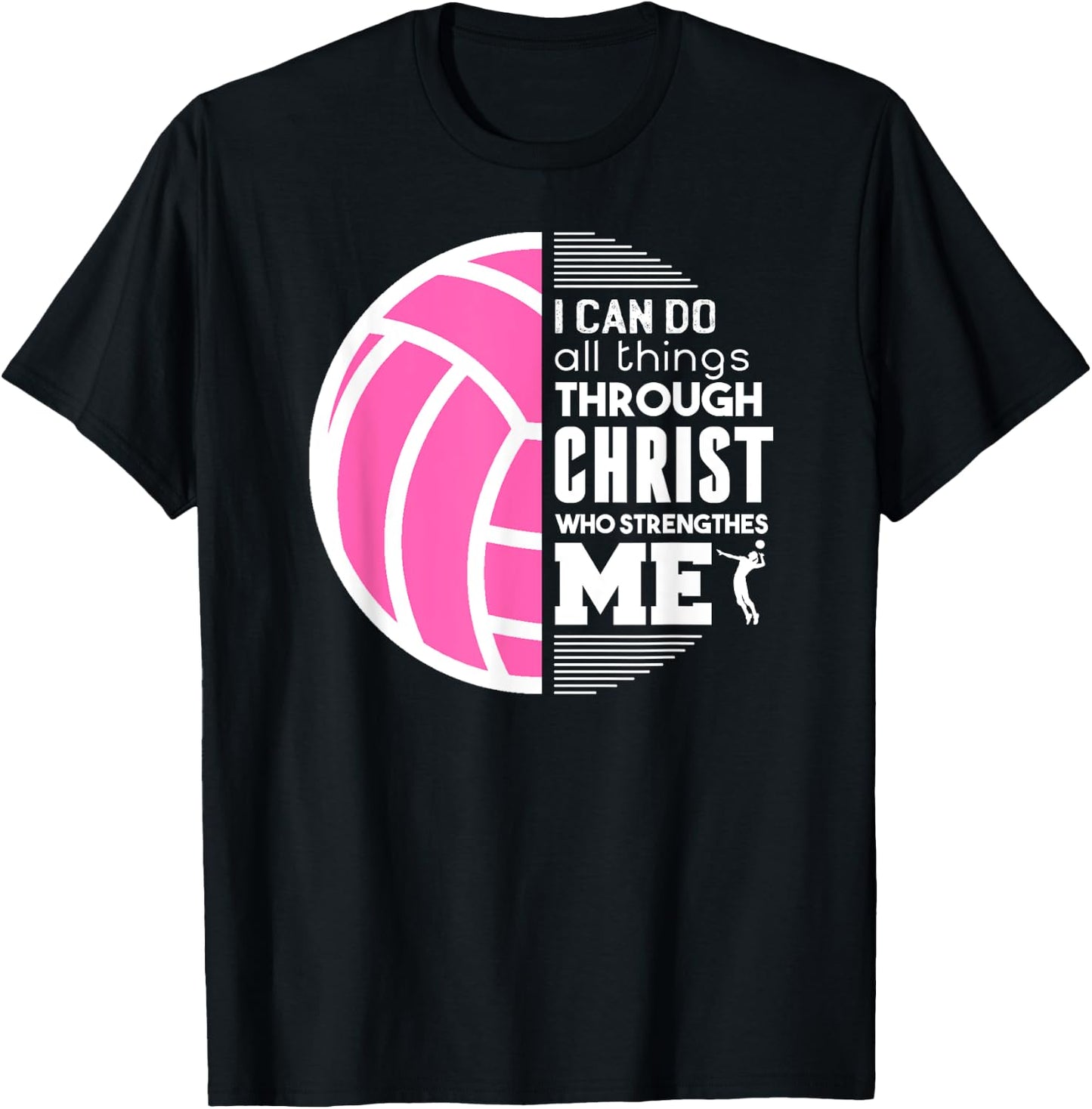 Christian Volleyball I Can Do All Things Philippians Gift T-Shirt - T-Shirt | Black