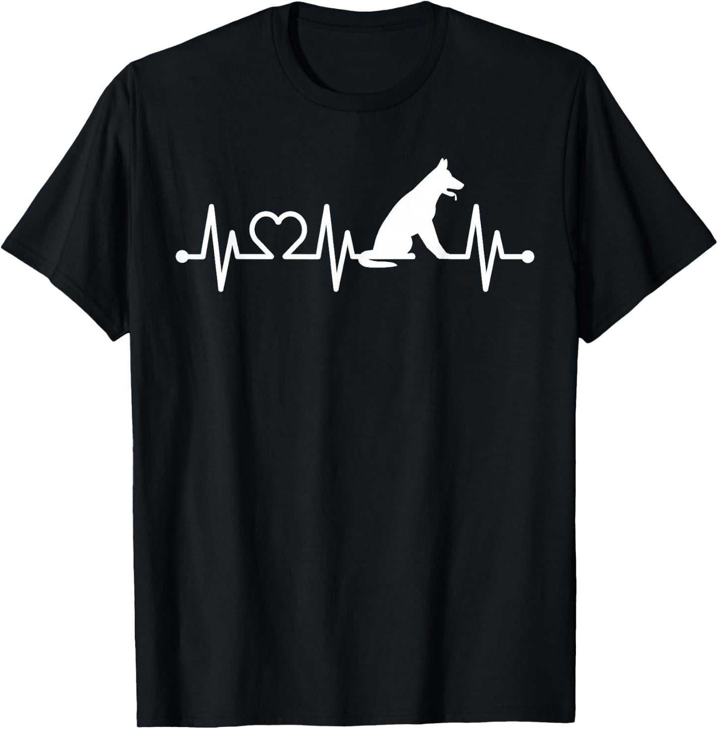 ECG Heartbeat German Shepherd Pulse for Dog Owners T-Shirt - T-Shirt | Black