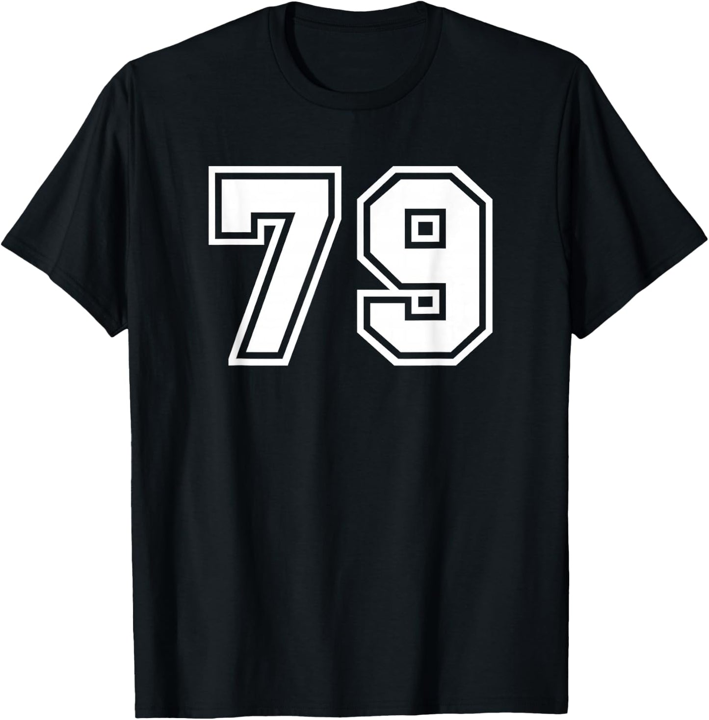 White Sports Team Number #79 T-Shirt - T-Shirt | Black