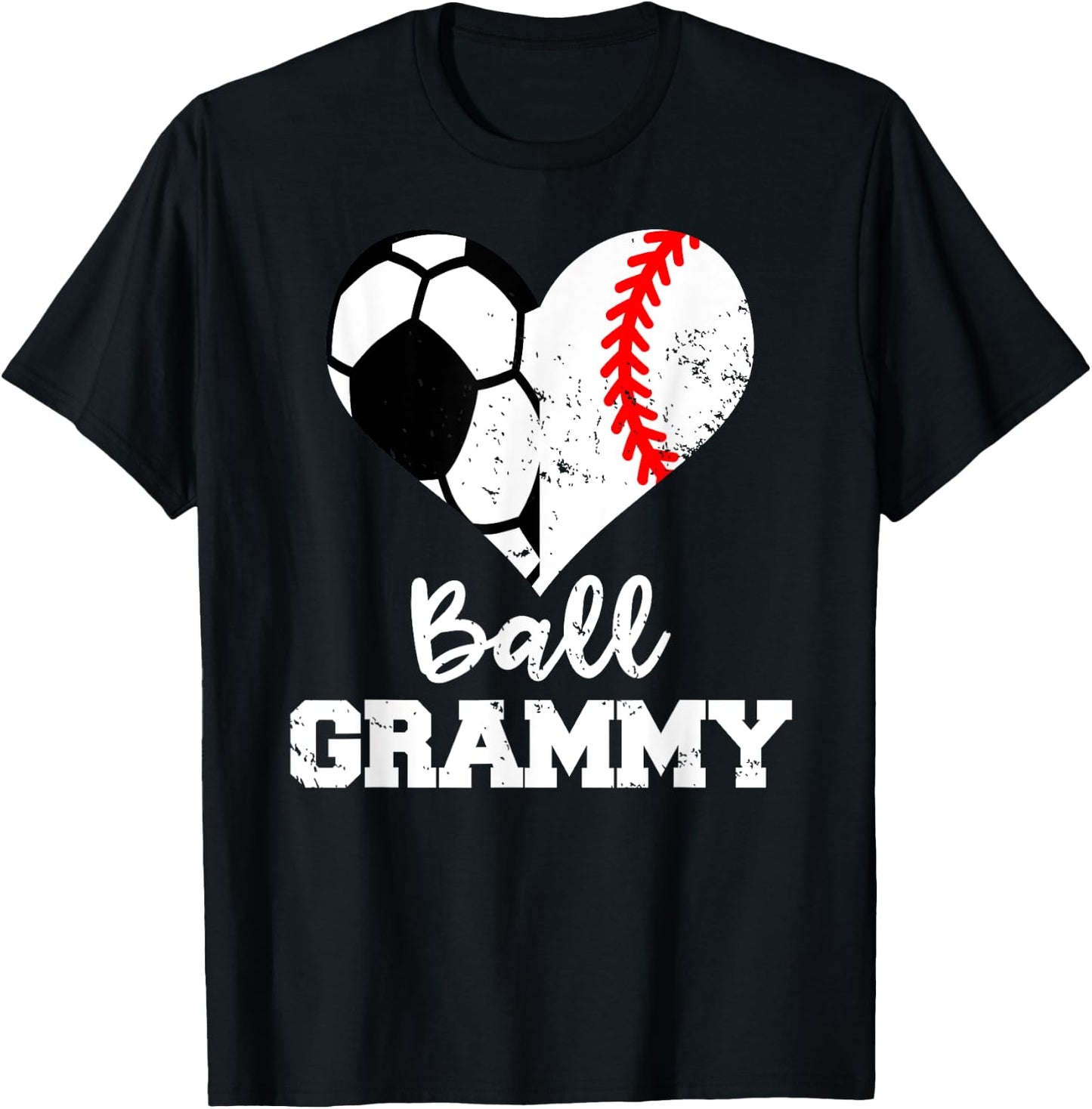 Ball Grammy Heart Funny Soccer Baseball Grammy T-Shirt - T-Shirt | Black