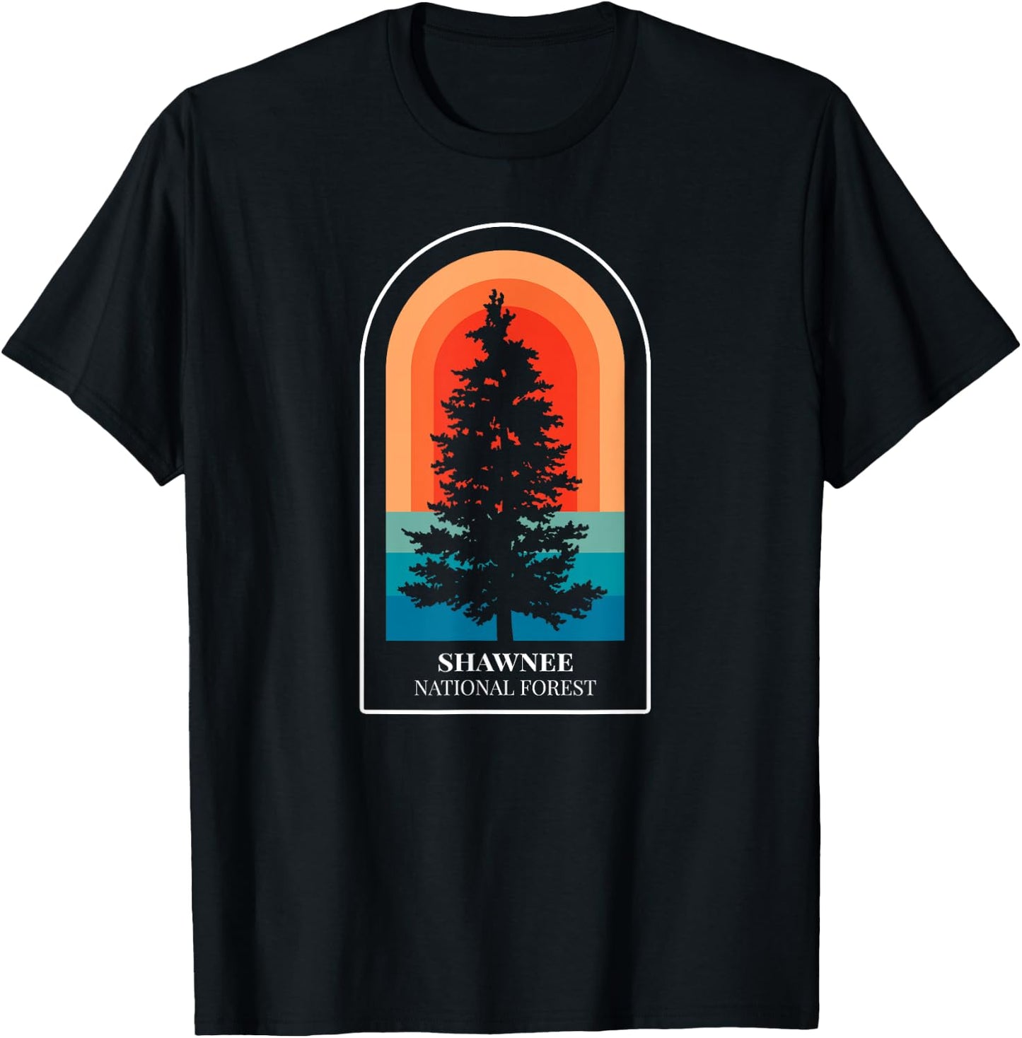 Retro Shawnee National Forest Illinois Hiking T-Shirt - T-Shirt | Black