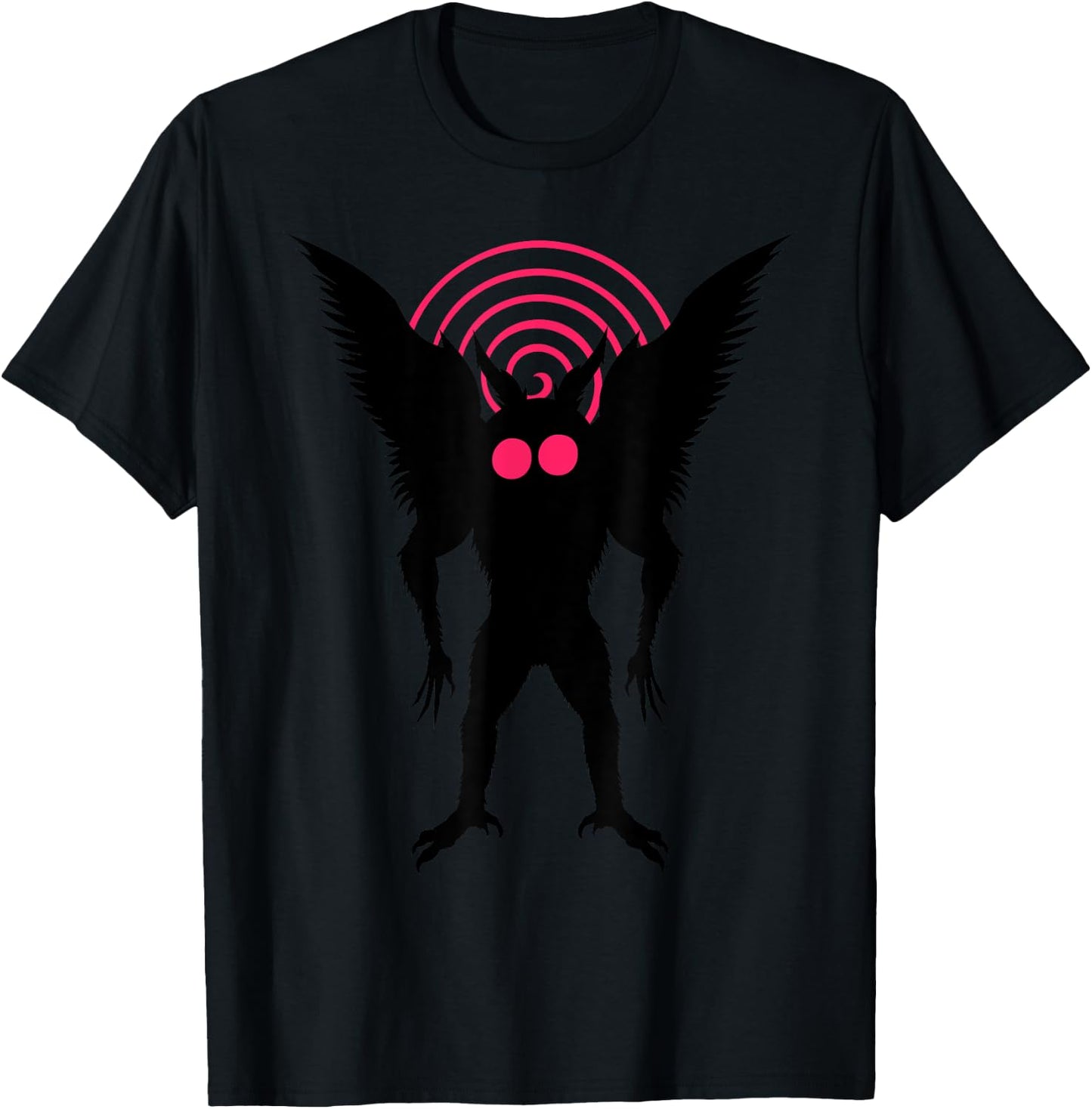 Moth Man Silhouette With Red Eyes Dimensional Portal Mothman T-Shirt - T-Shirt | Black