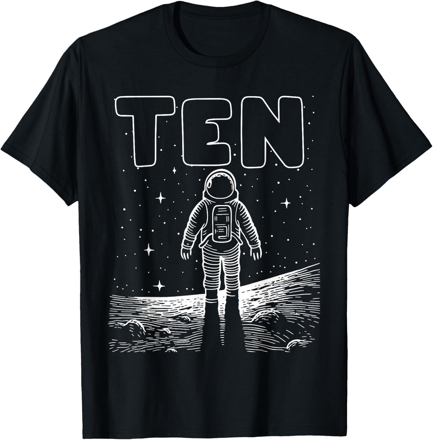 10th Birthday Ten Year Old Space Astronaut Tenth Birthday T-Shirt - T-Shirt | Black