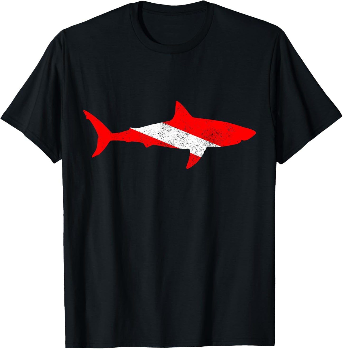 Shark Diving Scuba Diver Scuba Diving Flag T-Shirt - T-Shirt | Black