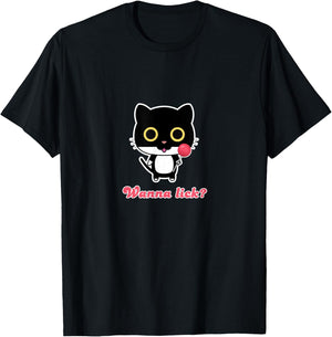 Wanna lick cat kitten funny candy woman girlfriend birthday T-Shirt - T-Shirt | Black