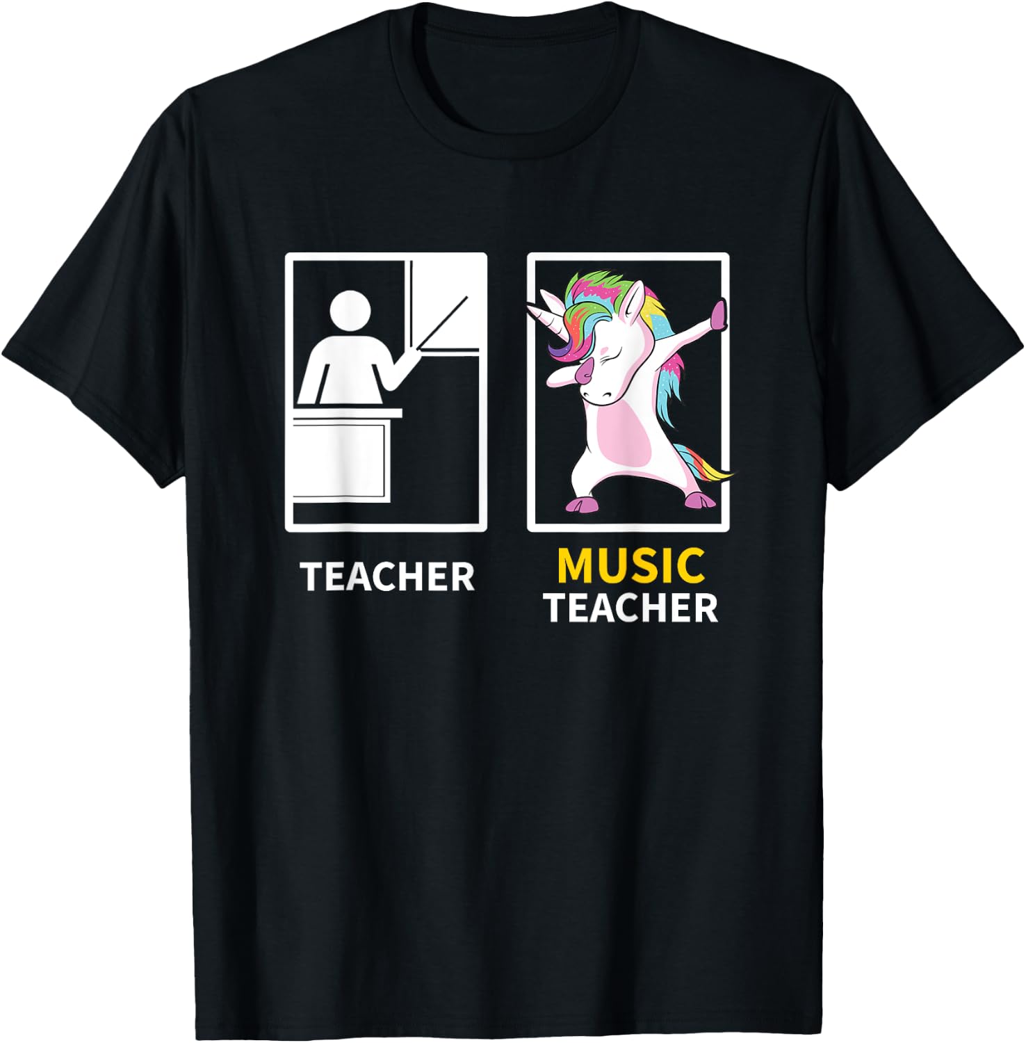 Dabbing Unicorn Music Teacher Gift Women Girls Kids T-Shirt - T-Shirt | Black