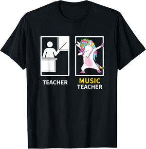 Dabbing Unicorn Music Teacher Gift Women Girls Kids T-Shirt - T-Shirt | Black